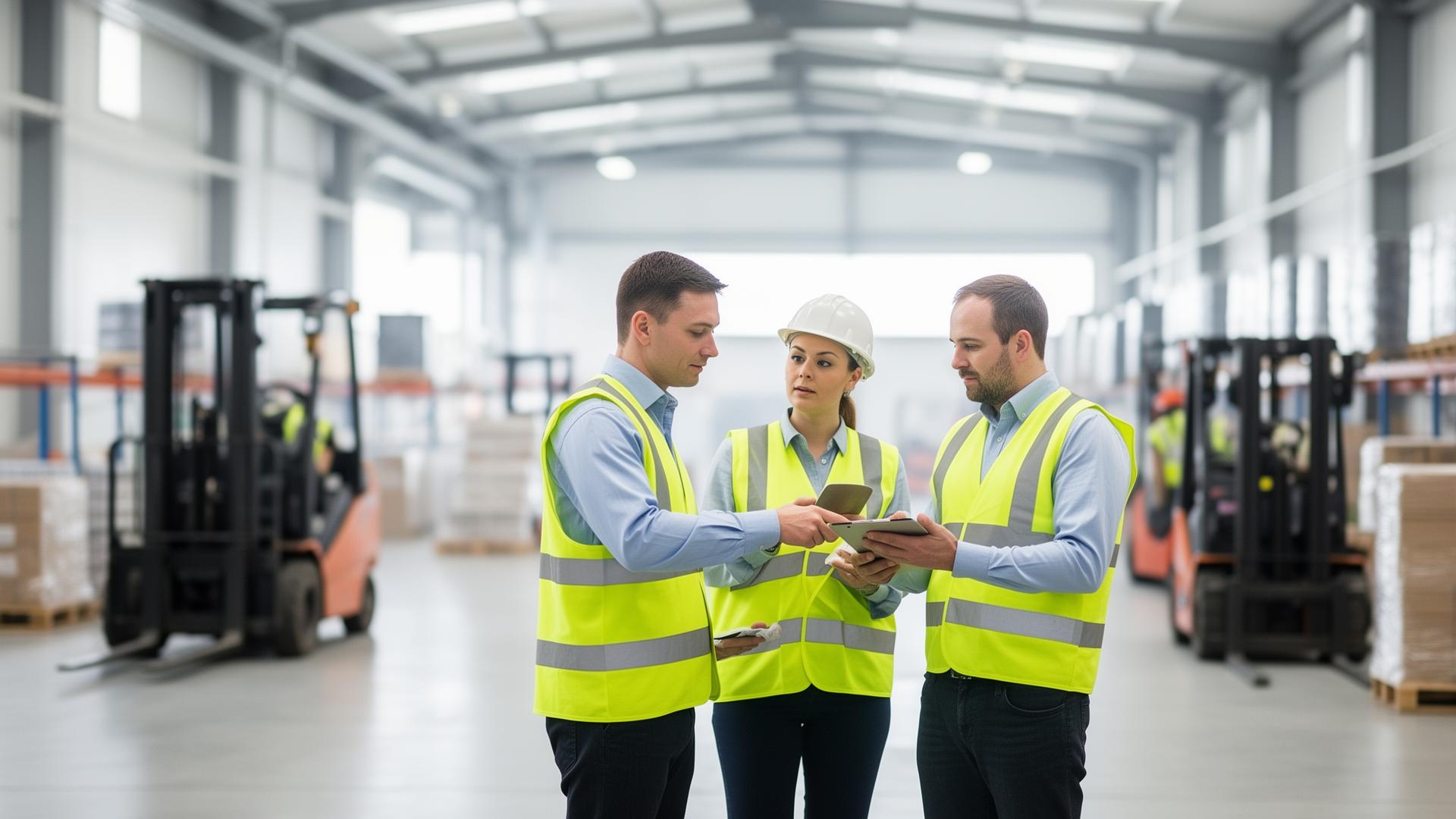 Warehouse team collaborating